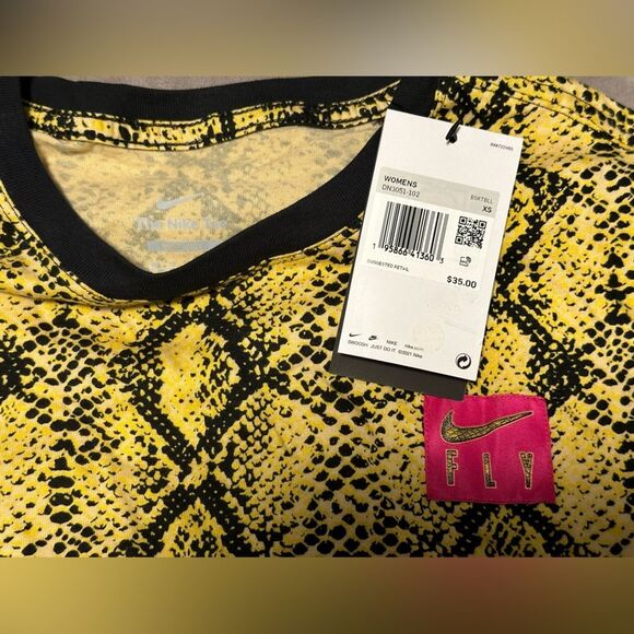 Nike Air Fly T-shirt Short Sleeve Loose Yellow & Black Snake Print Size … - Picture 7 of 9